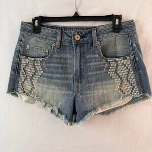 American Wagle Hi-Rise Festival Jean shorts boho cutoff denim beach Western 8